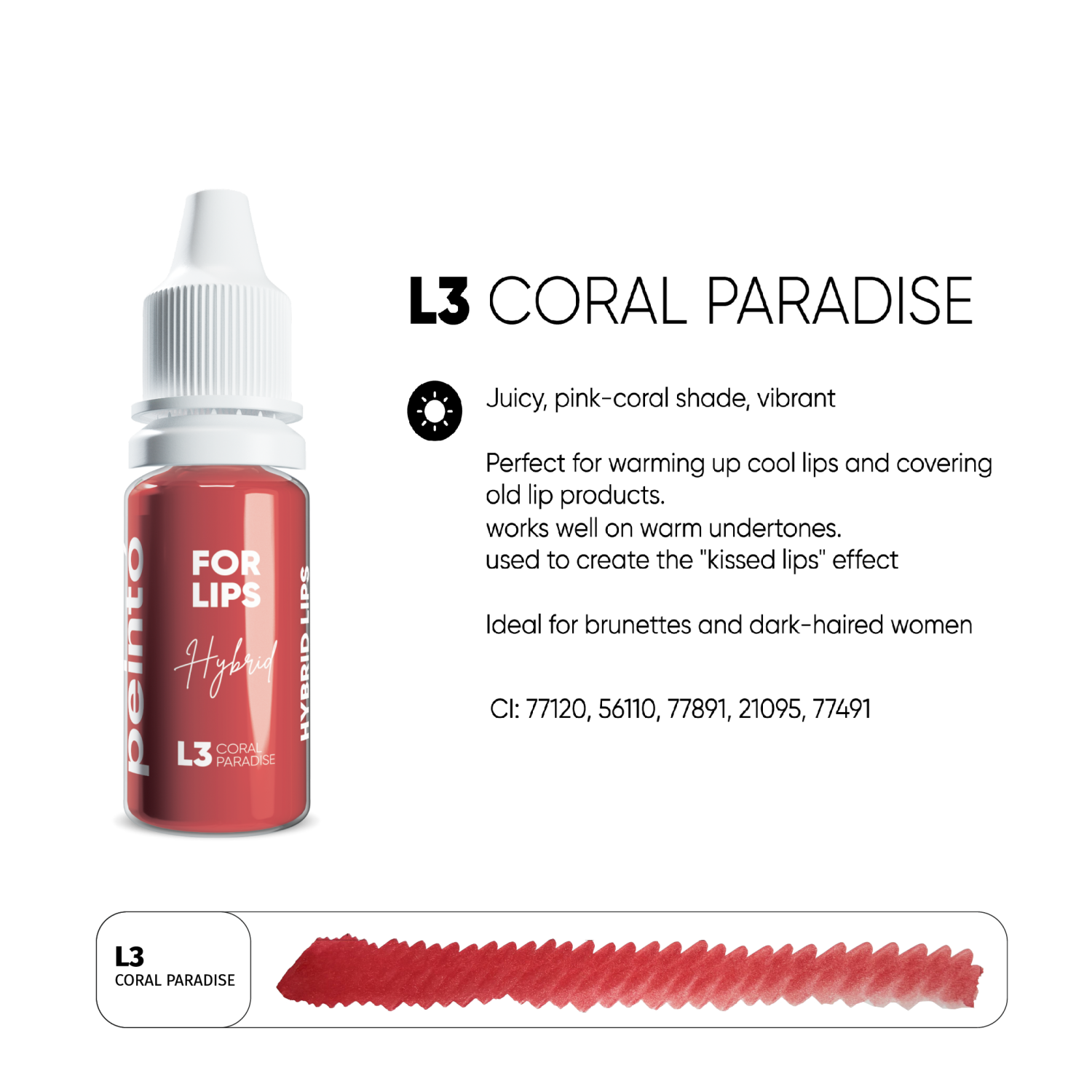 PEINTO ტუჩის პიგმენტი Coral Paradise 10 მლ.